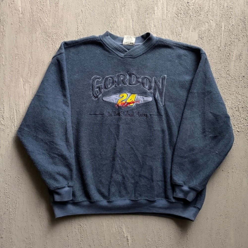 Vintage Jeff Gordon NASCAR Sweatshirt XL Blue 90s Chase Authentics Racing Crew